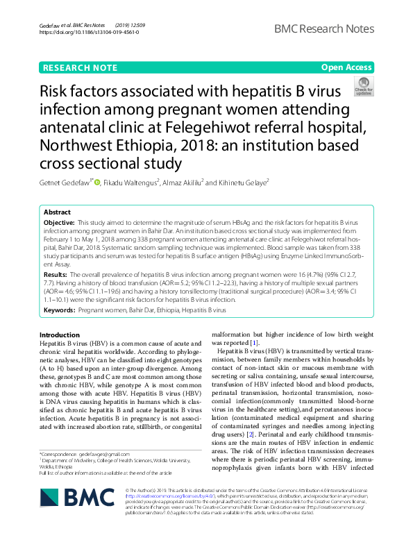 (PDF) Risk factors associated with hepatitis B virus disease in ...