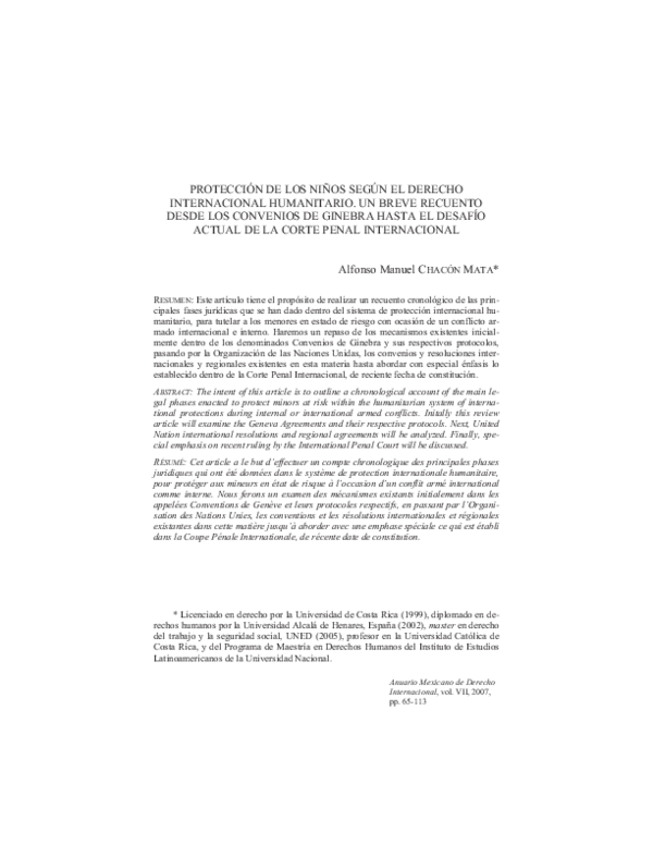 (PDF) Protección de los niños según el derecho internacional ...