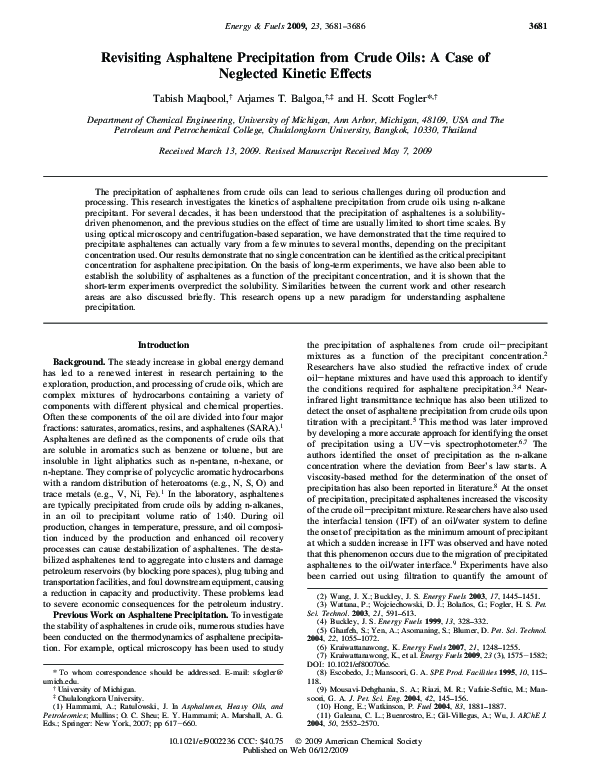(PDF) Revisiting Asphaltene Precipitation from Crude Oils: A Case of ...