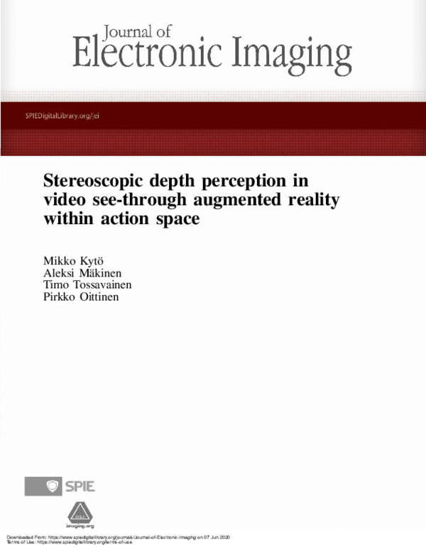 (PDF) Stereoscopic depth perception in video see-through augmented ...
