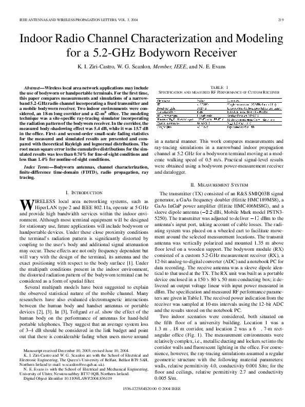 (PDF) Indoor radio channel characterization and modeling for a 5.2-GHz ...