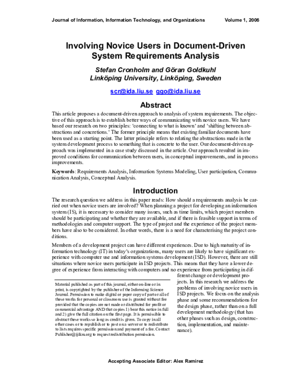 (PDF) Involving Novice Users in Document-Driven System Requirements ...