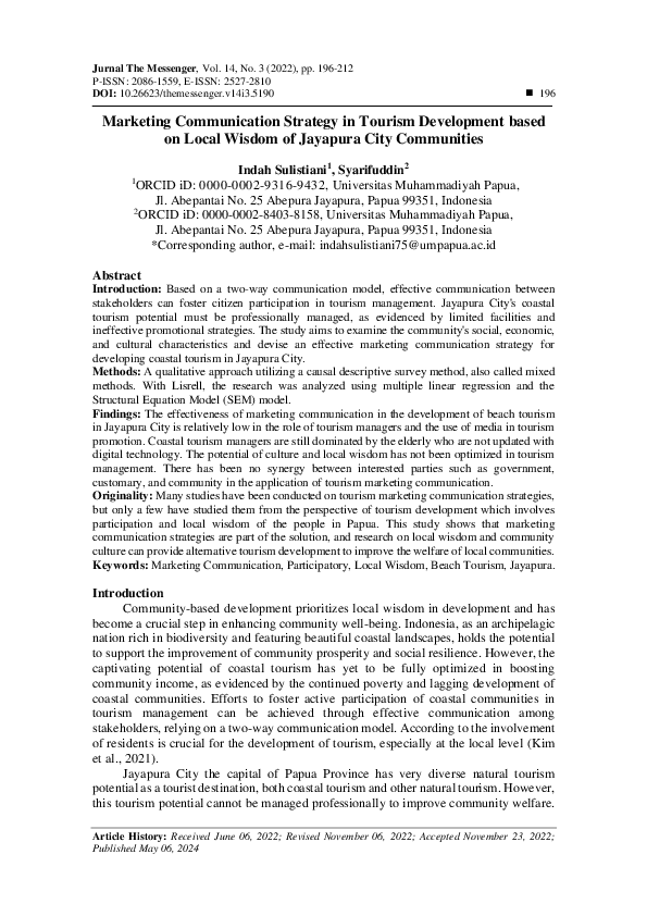 (PDF) Marketing Communication Strategy in Tourism Development based on ...