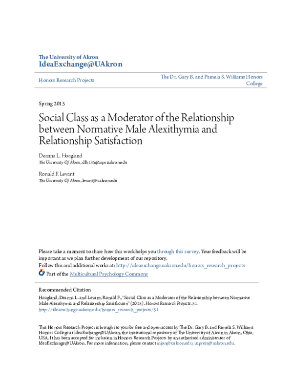 (PDF) Social Class as a Moderator of the Relationship between Normative ...