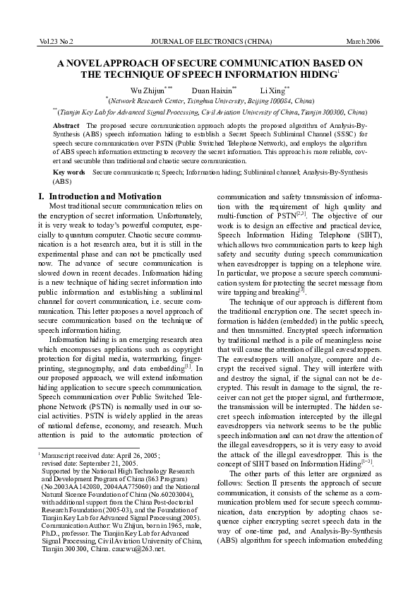 (PDF) A novel approach of secure communication based on the technique ...
