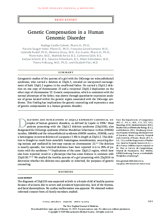 (PDF) Genetic Compensation in a Human Genomic Disorder