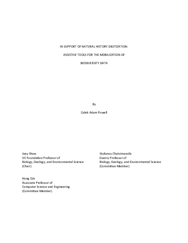 (PDF) IN SUPPORT OF NATURAL HISTORY DIGITIZATION: ASSISTIVE TOOLS FOR ...