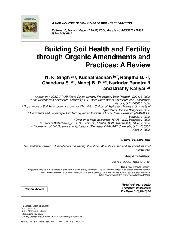 (PDF) Building Soil Health and Fertility through Organic Amendments and ...