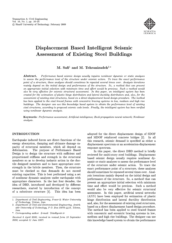 (PDF) Displacement Based Intelligent Seismic Assessment of Existing ...