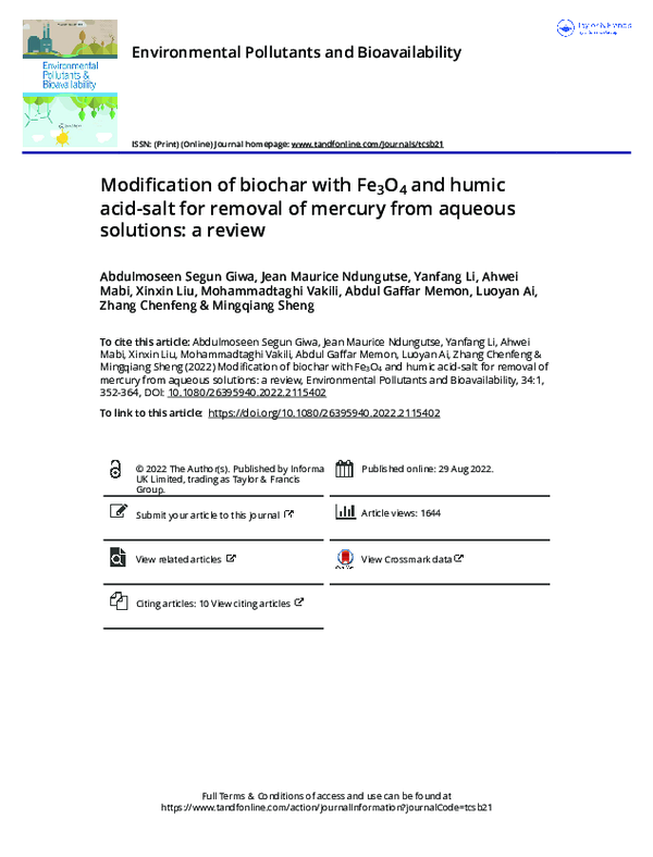 (PDF) Modification of biochar with Fe3O4 and humic acid-salt for ...