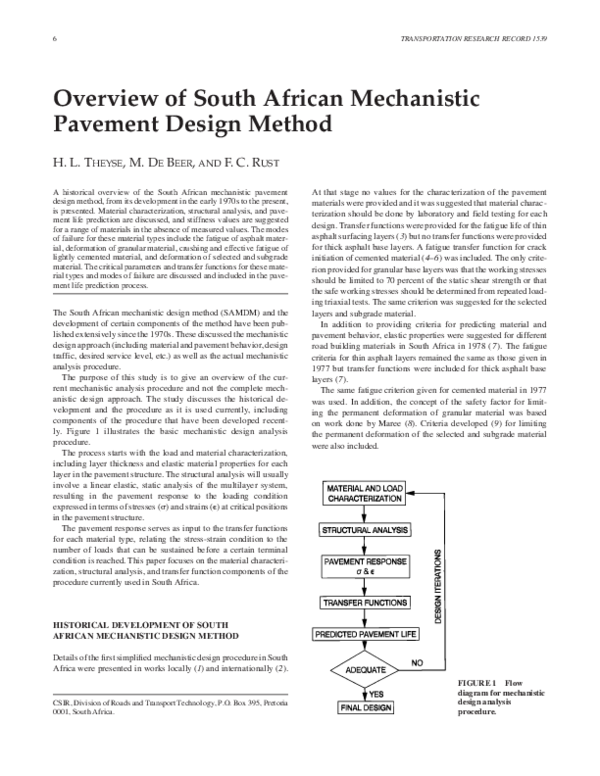 (PDF) Overview of South African Mechanistic Pavement Design Method