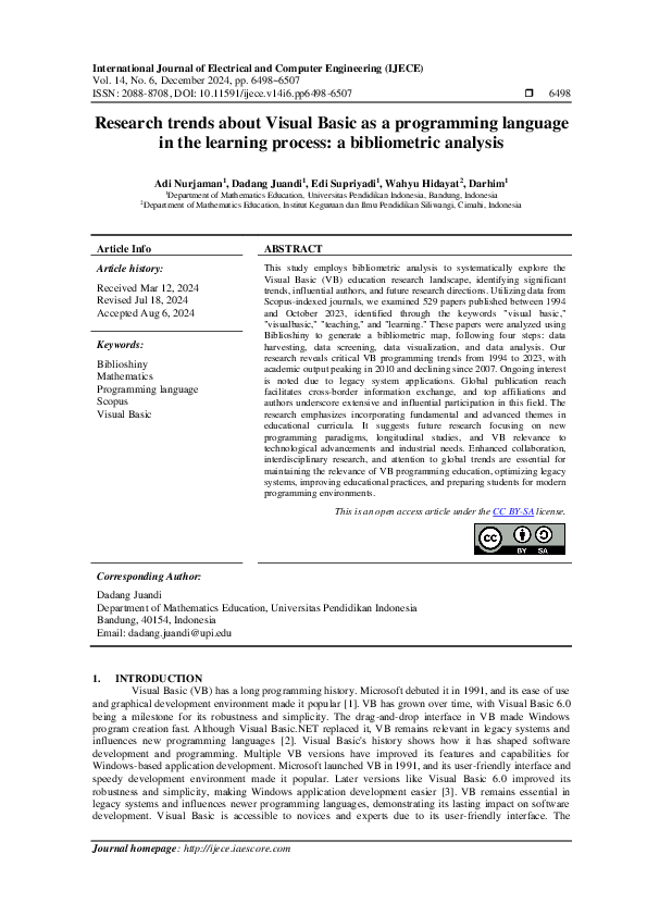 (PDF) Research trends about Visual Basic as a programming language in ...