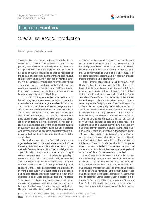(PDF) Special Issue 2020 Introduction