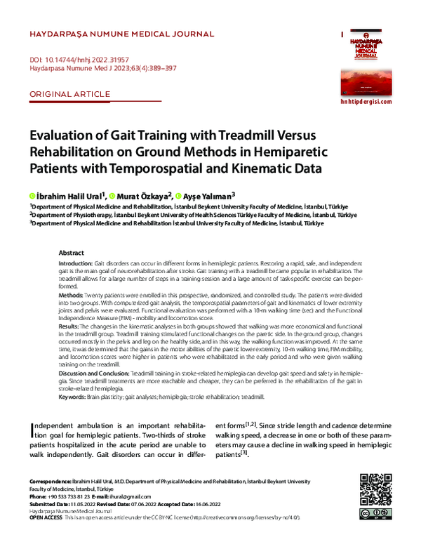 (PDF) Evaluation of Gait Training with Treadmill versus Rehabilitation ...