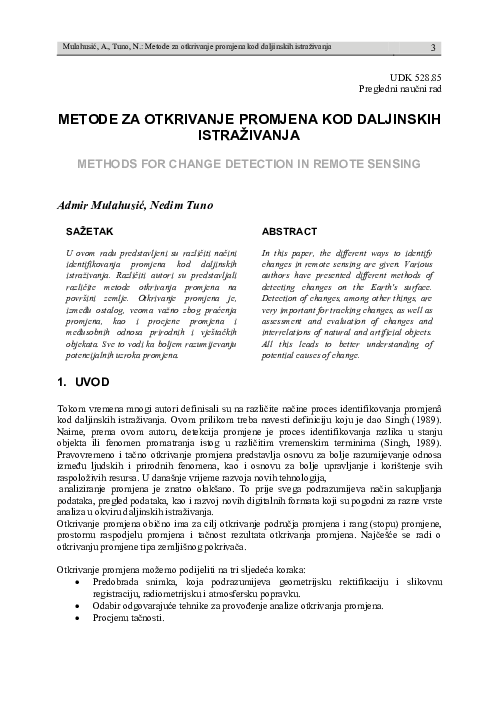 (PDF) Methods for change detection in remote sensing