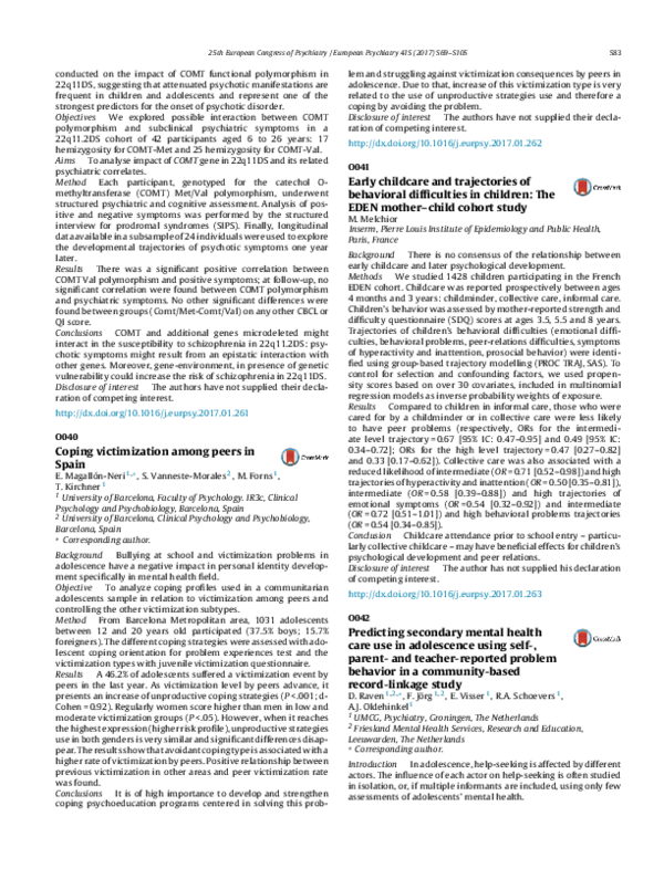 (PDF) Predicting Secondary Mental Health Care Use in Adolescence using ...