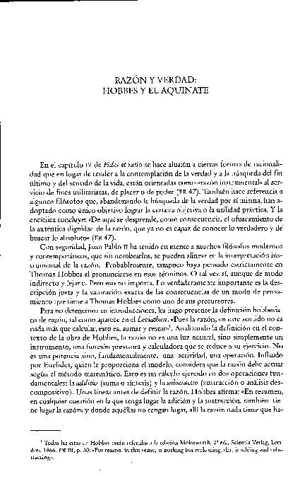 (PDF) Razón y verdad : Hobbes y el Aquinate