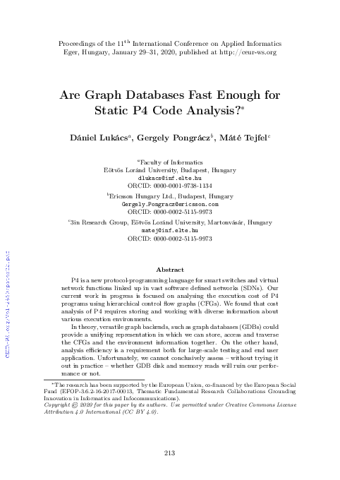 (PDF) Are Graph Databases Fast Enough for Static P4 Code Analysis?
