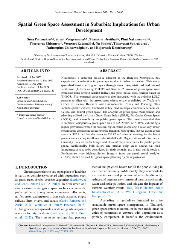 (PDF) Spatial Green Space Assessment in Suburbia: Implications for ...