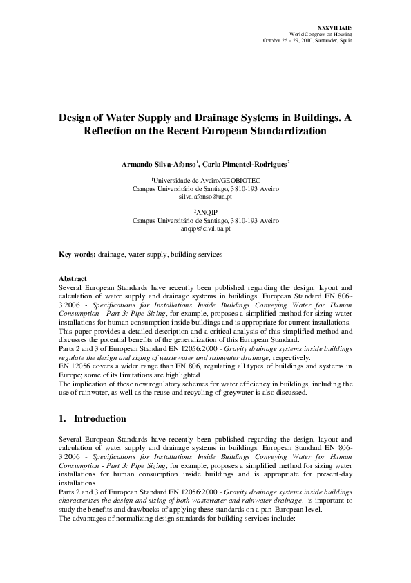 (PDF) Design of Water Supply and Drainage Systems in Buildings . A ...