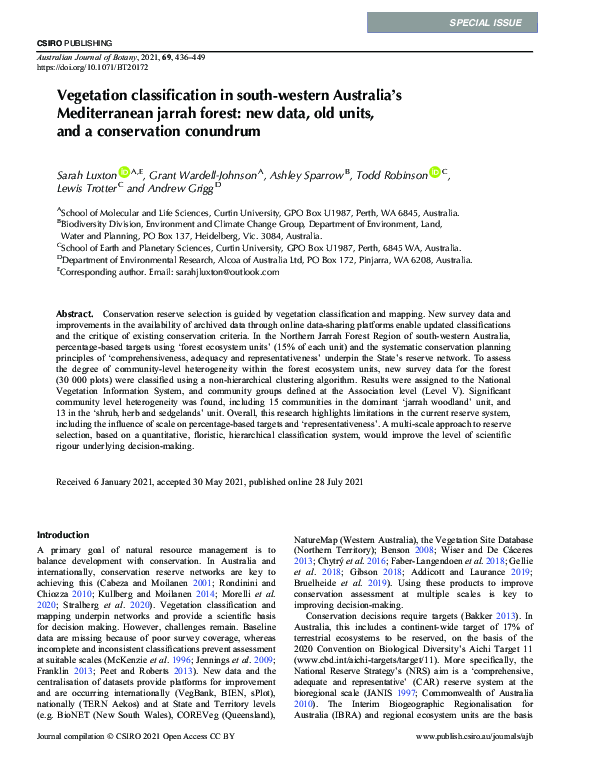 (PDF) Vegetation classification in south-western Australia’s ...