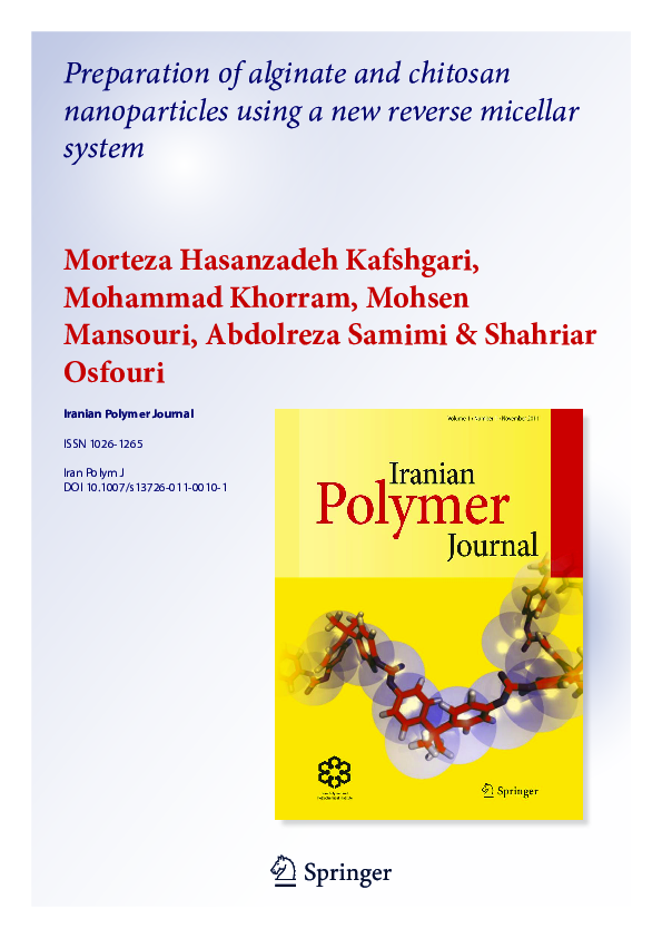 (PDF) Preparation of alginate and chitosan nanoparticles using a new ...