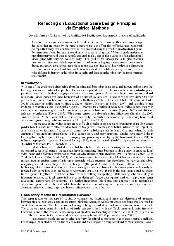 (PDF) Reflecting on Educational Game Design Principles via Empirical ...