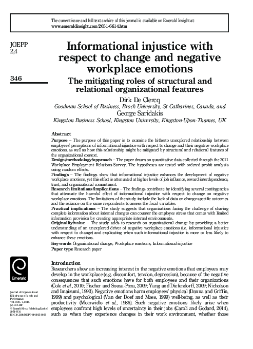 (PDF) Informational injustice with respect to change and negative ...