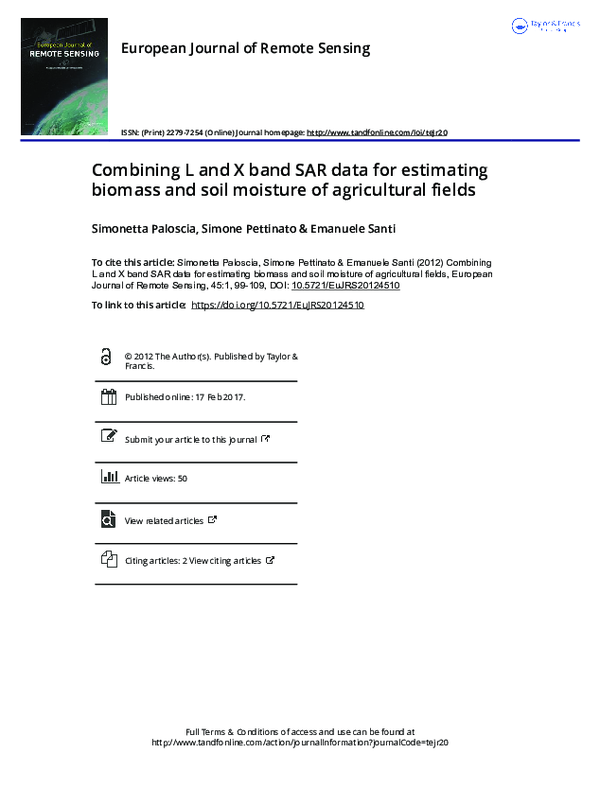 (PDF) Combining L and X band SAR data for estimating biomass and soil ...