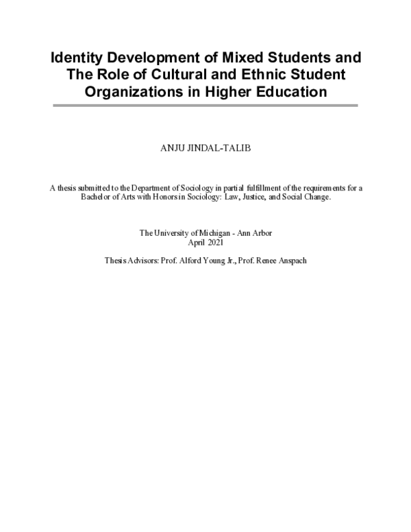 (PDF) Identity Development of Mixed Students and The Role of Cultural ...