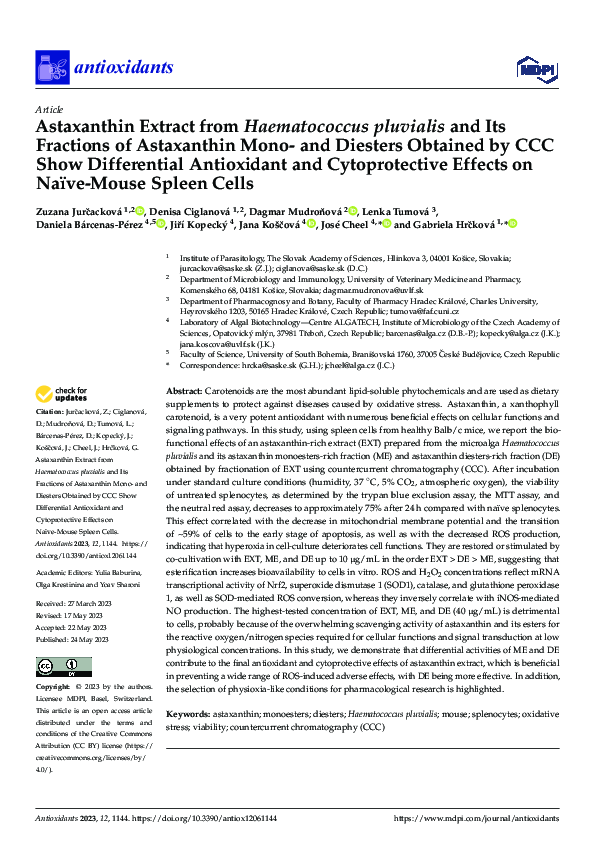 (PDF) Astaxanthin Extract from Haematococcus pluvialis and Its ...