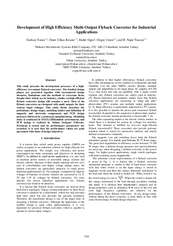 (PDF) Development of high efficiency multi-output flyback converter for ...