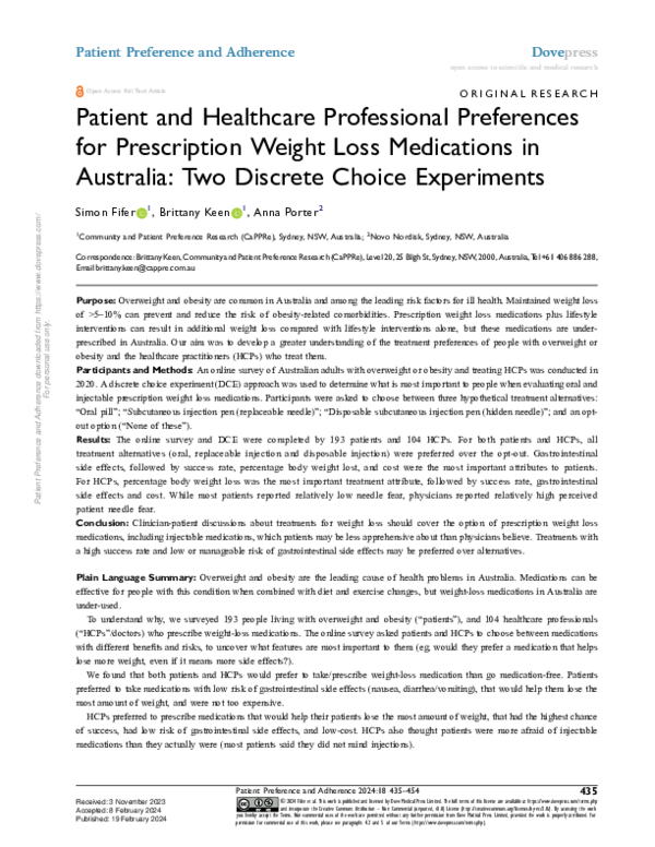 (PDF) Patient and Healthcare Professional Preferences for Prescription ...