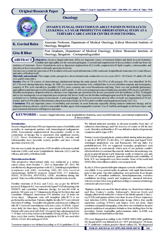 (PDF) Invasive Fungal Infections in Adult Patients with Acute Leukemia ...