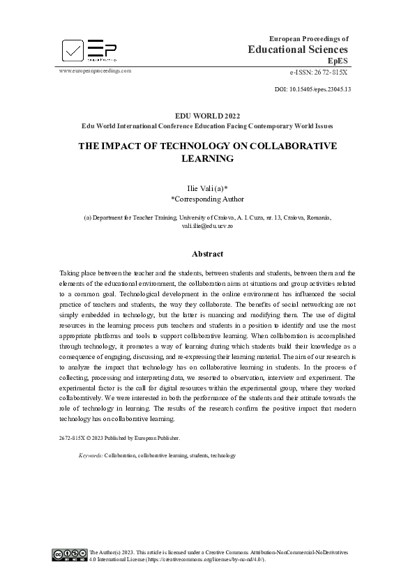 (PDF) The Impact of Technology on Collaborative Learning