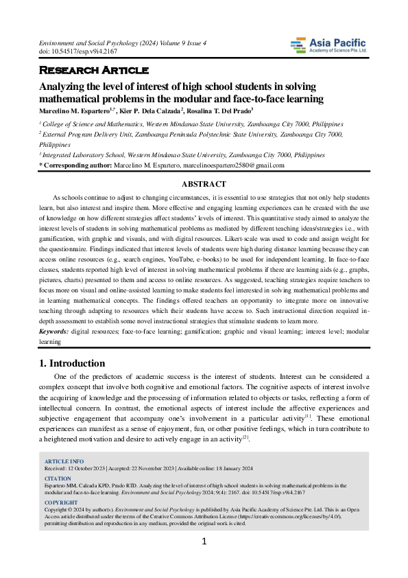 (PDF) Analyzing the level of interest of high school students in ...
