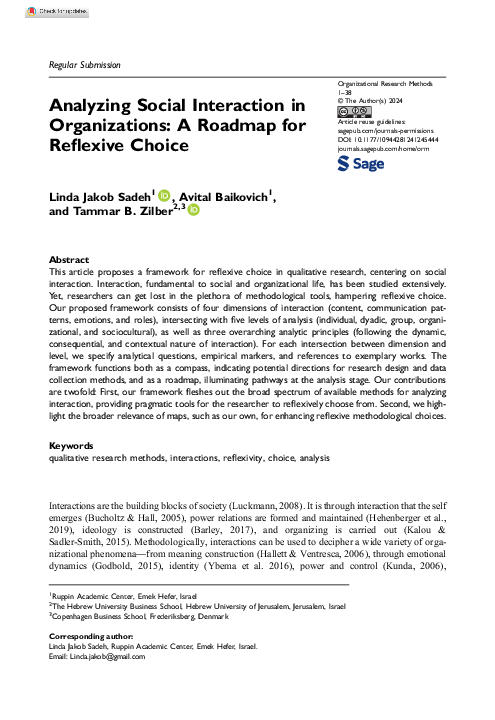 (PDF) Analyzing Social Interaction in Organizations: A Roadmap for ...