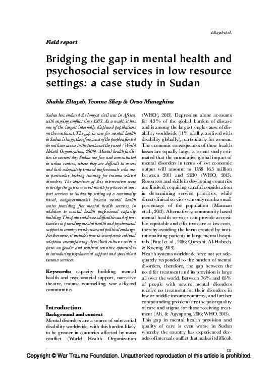 (PDF) Bridging the gap in mental health and psychosocial services in ...