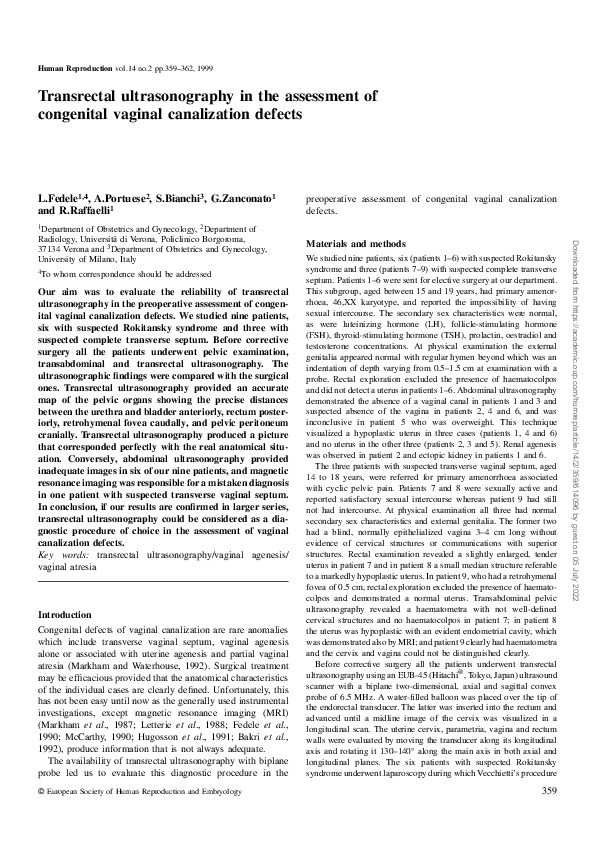 (PDF) Transrectal ultrasonography in the assessment of congenital ...