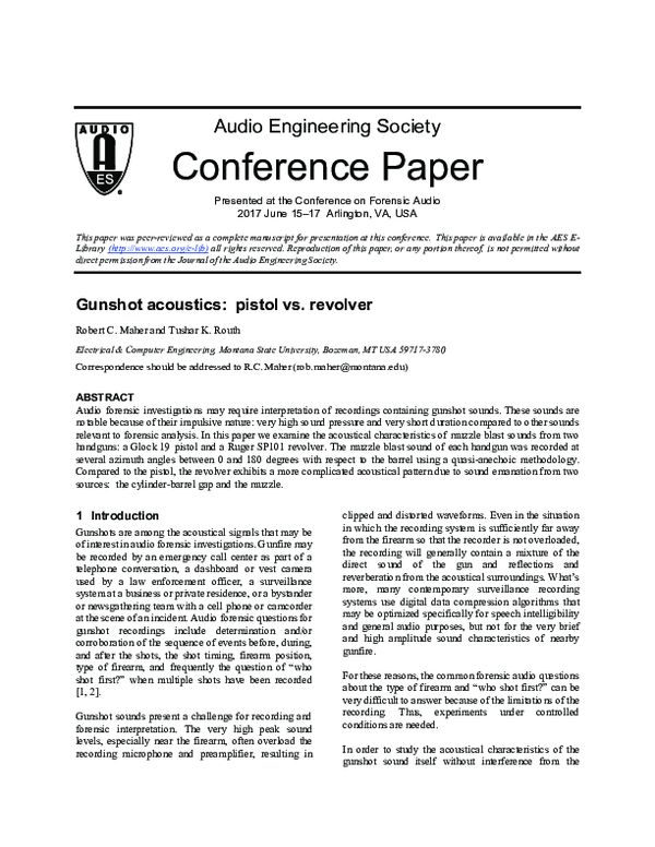 (PDF) Gunshot Acoustics: Pistol vs. Revolver