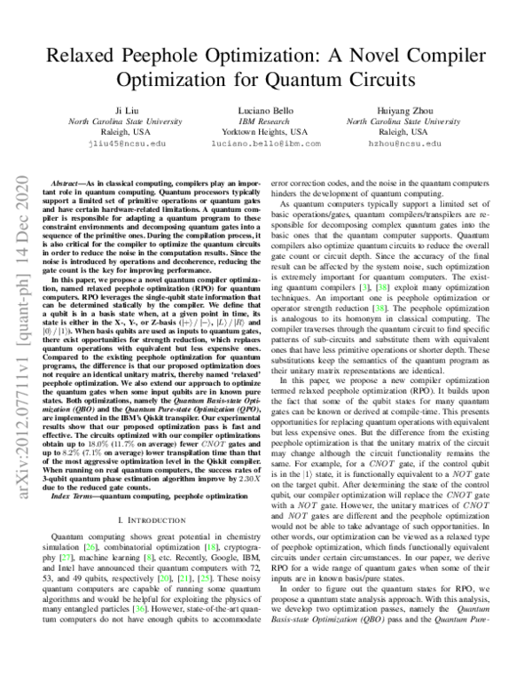 (PDF) Relaxed Peephole Optimization: A Novel Compiler Optimization for ...