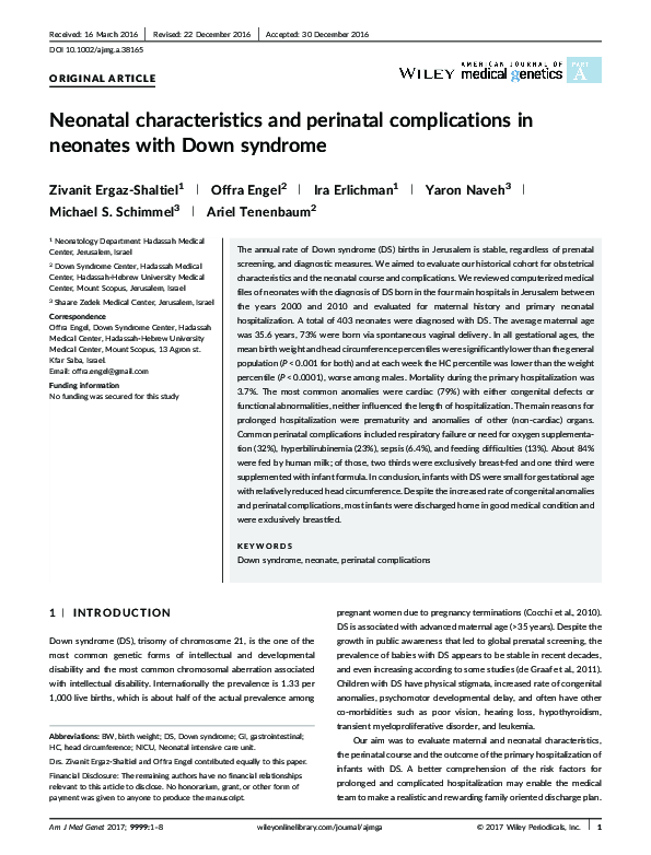 (PDF) Neonatal characteristics and perinatal complications in neonates ...
