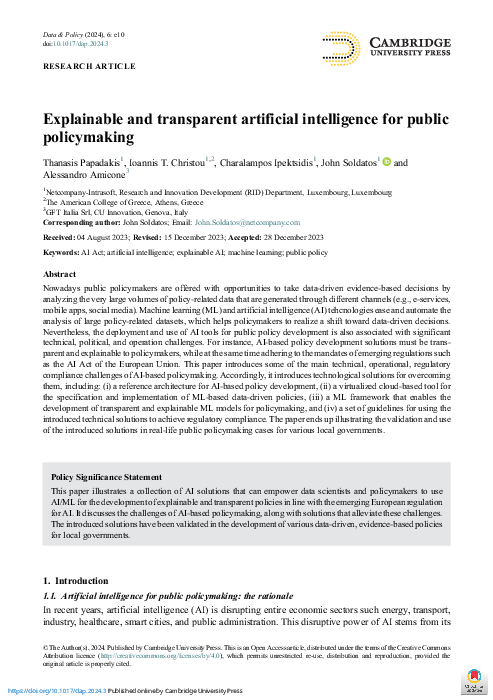 (PDF) Explainable and transparent artificial intelligence for public ...