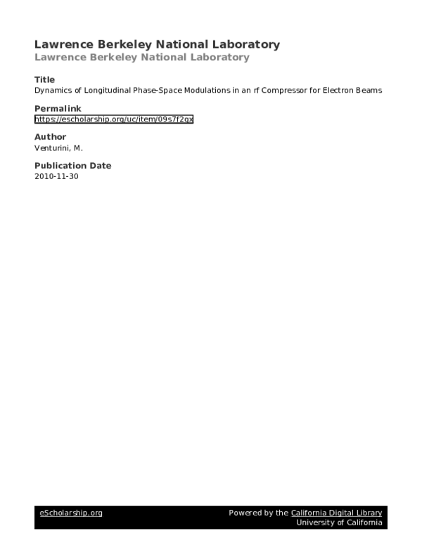 (PDF) Dynamics of longitudinal phase-space modulations in an rf ...