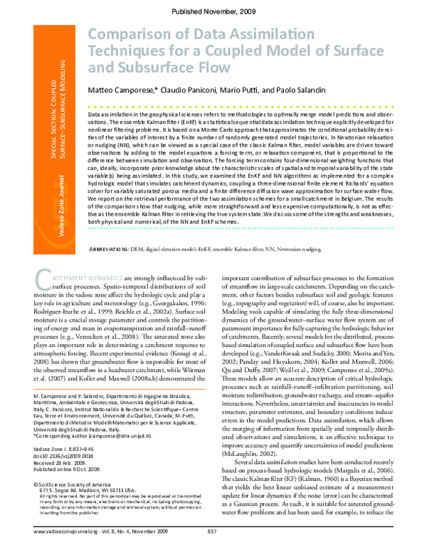 (PDF) Comparison of Data Assimilation Techniques for a Coupled Model of ...