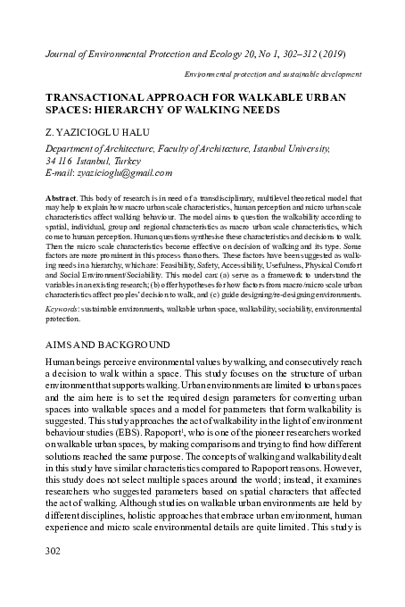 (PDF) Transactional Approach for Walkable Urban Spaces