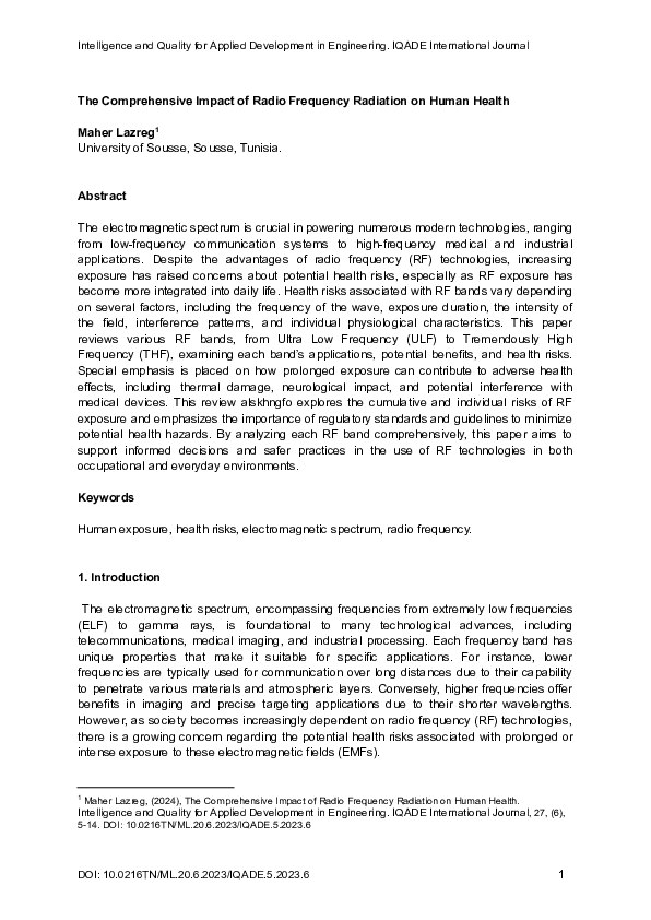 (PDF) The Comprehensive Impact of Radio Frequency Radiation on Human Health