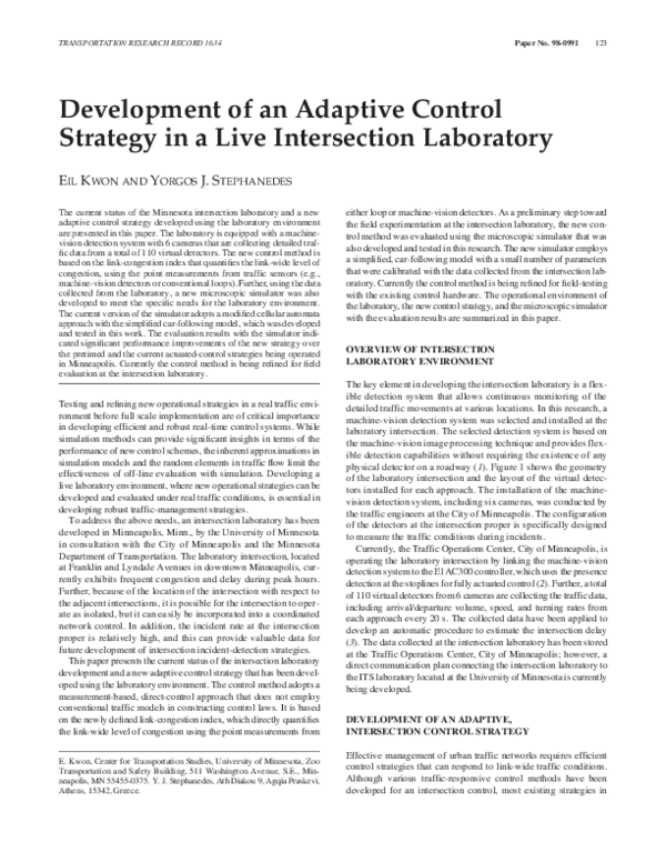 (PDF) Development of an Adaptive Control Strategy in a Live ...