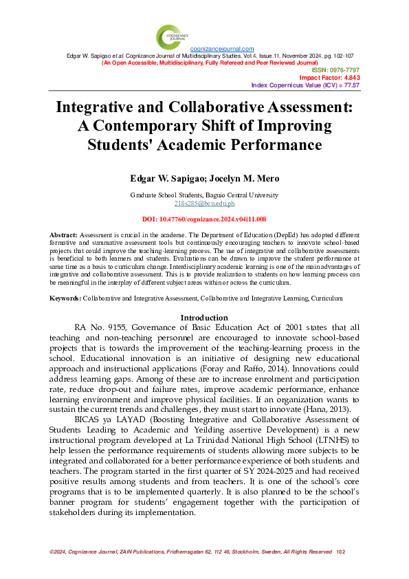 (PDF) Integrative and Collaborative Assessment: A Contemporary Shift of ...