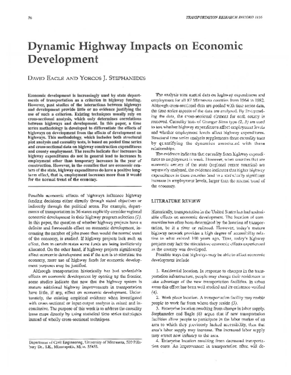 (PDF) Dynamic Highway Impacts on Economic Development